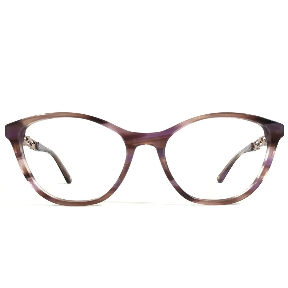 Bulova Eyeglasses Frames Purple Rose Gold Woven Chain Cat Eye 52-18-140